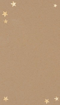 Brown paper textured phone wallpaper, gold star background