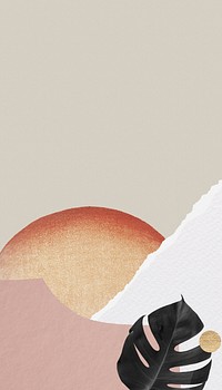 Aesthetic sunset iPhone wallpaper, beige background