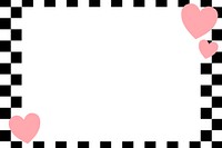 Checkered pattern frame background, cute hearts border