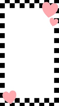 Checkered pattern frame iPhone wallpaper, cute hearts border