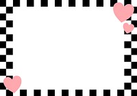 Checkered pattern frame background, cute hearts border