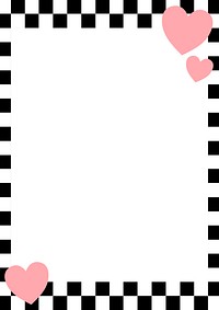 Checkered pattern frame background, cute hearts border