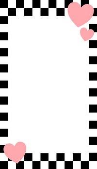 Checkered pattern frame iPhone wallpaper, cute hearts border