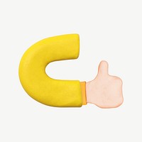 Thumbs up clay collage element psd