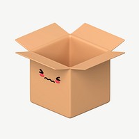 3D blushing face parcel box, emoticon illustration psd