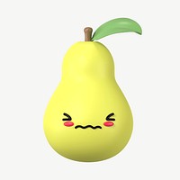 3D blushing face pear, emoticon illustration psd