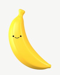 3D happy banana, emoticon illustration psd