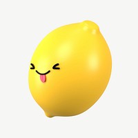 3D playful face lemon, emoticon illustration psd