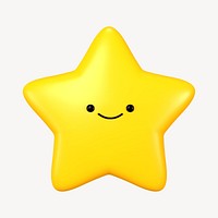 3D happy star, emoticon illustration