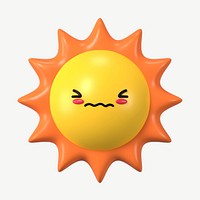 3D blushing face sun, emoticon illustration psd