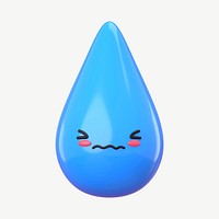 3D blushing face water drop, emoticon illustration psd