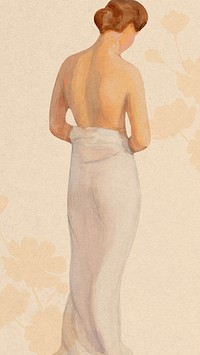 Vintage woman illustration iPhone wallpaper