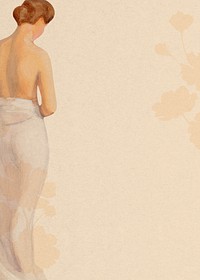 Vintage woman background, flower shadow border