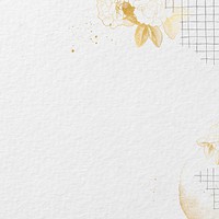 White paper textured background, gold flower border