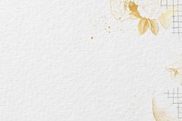 White paper textured background, gold flower border