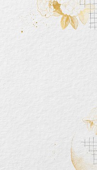 White paper textured background, gold flower border