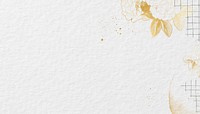 White paper textured background, gold flower border
