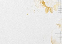 White paper textured background, gold flower border