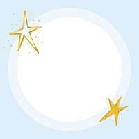 Blue circle frame background, gold stars