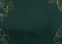 Dark green watercolor background, gold flower border