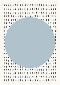 Linocut frame background, blue circle graphic
