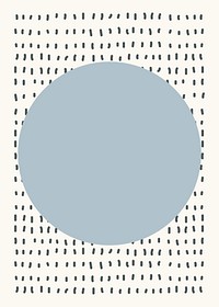 Linocut frame background, blue circle graphic