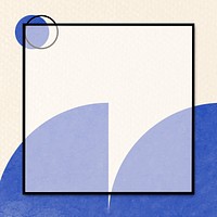 Black square frame psd on blue retro illustration