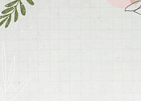 Off-white grid background, botanical border