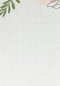 Off-white grid background, botanical border