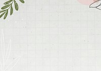 Off-white grid background, botanical border