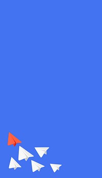 Blue iPhone wallpaper, paper plane border