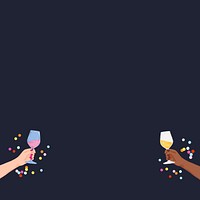 Dark blue celebration background, people cheering wine glasses