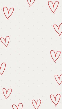 Heart doodle frame iPhone wallpaper, cute beige design