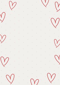 Heart doodle frame background, cute beige design