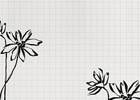Off-white grid patterned background, flower border