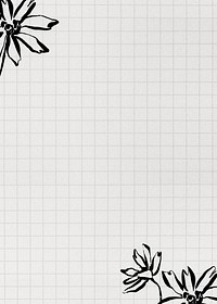 Off-white grid patterned background, flower border