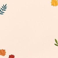 Pastel orange Autumn background, maple leaf border