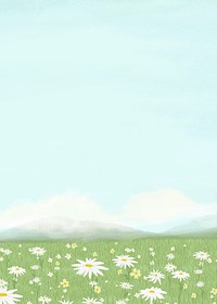 Aesthetic flower field background, nature illustration