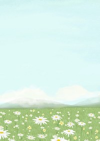 Aesthetic flower field background, nature illustration