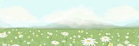 Aesthetic flower field background, nature illustration