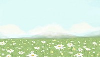 Aesthetic flower field background, nature illustration