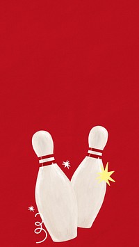 Bowling alley iPhone wallpaper, hand drawn illustration