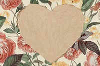 Floral heart frame, vintage aesthetic design psd