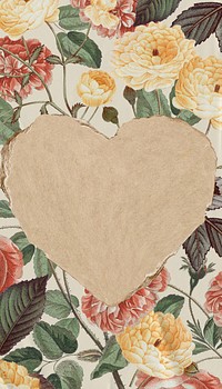 Floral heart frame  iPhone wallpaper, vintage aesthetic design