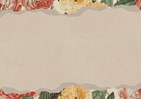 Vintage flower border background, brown paper design