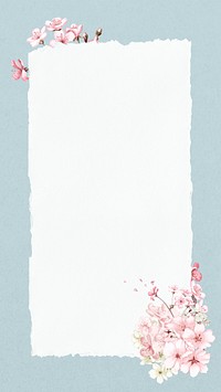 Ripped paper frame  iPhone wallpaper, cherry blossom flower design