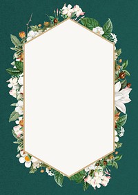 Floral hexagon frame, white flower design