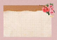 Beige grid paper, pink flower design