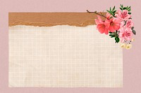 Beige grid paper, pink flower design
