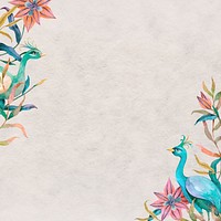 Beige textured background, vintage peacock border